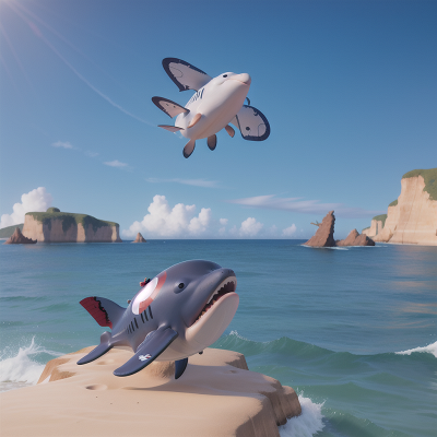 Image For Post Anime, flying, whale, shield, mechanic, beach, HD, 4K, AI Generated Art