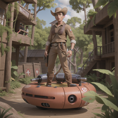 Image For Post Anime, jungle, betrayal, cyborg, wild west town, hovercraft, HD, 4K, AI Generated Art