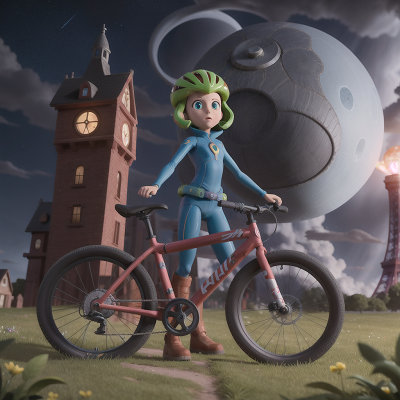 Image For Post Anime, magic wand, alien planet, storm, bicycle, tower, HD, 4K, AI Generated Art