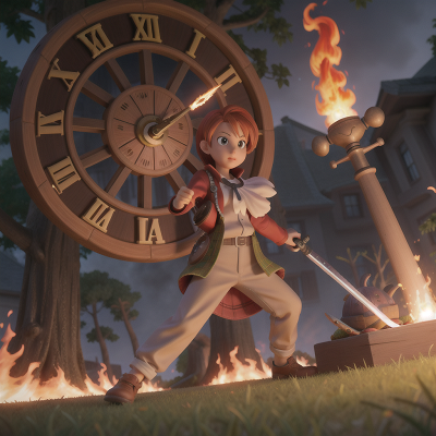 Image For Post Anime, park, fire, clock, turtle, sword, HD, 4K, AI Generated Art