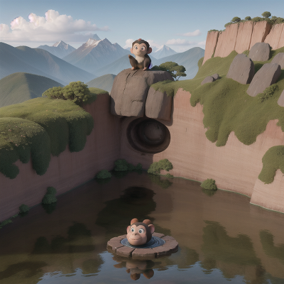 Image For Post Anime, monkey, mountains, drought, hidden trapdoor, whale, HD, 4K, AI Generated Art