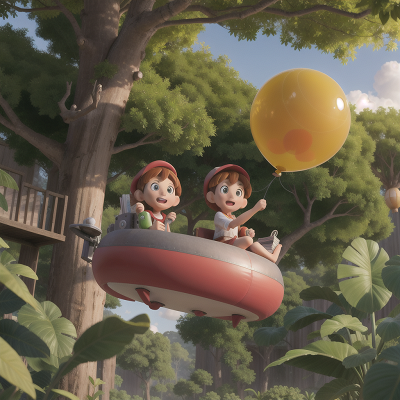 Image For Post Anime, scientist, balloon, book, hovercraft, jungle, HD, 4K, AI Generated Art