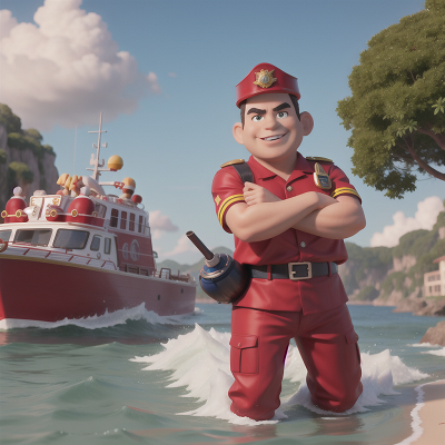 Image For Post Anime, ogre, carnival, boat, police officer, firefighter, HD, 4K, AI Generated Art