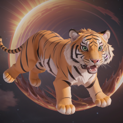 Image For Post Anime, tiger, storm, shield, sunset, space, HD, 4K, AI Generated Art