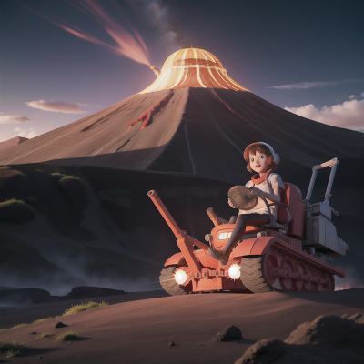 Image For Post Anime, space station, tractor, volcano, hovercraft, mountains, HD, 4K, AI Generated Art