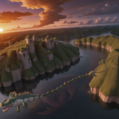 Image For Post Anime, tornado, island, sunset, sunrise, alligator, HD, 4K, AI Generated Art