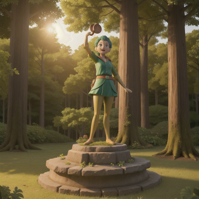 Image For Post Anime, celebrating, forest, key, sunrise, statue, HD, 4K, AI Generated Art