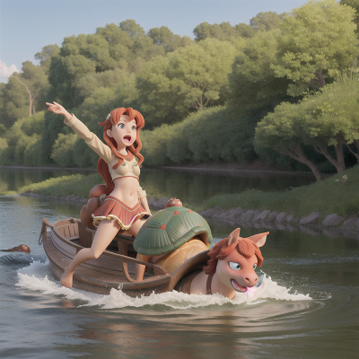 Image For Post Anime, singing, river, turtle, boat, centaur, HD, 4K, AI Generated Art