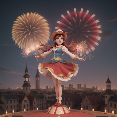 Image For Post Anime, fireworks, ghostly apparition, time machine, circus, city, HD, 4K, AI Generated Art