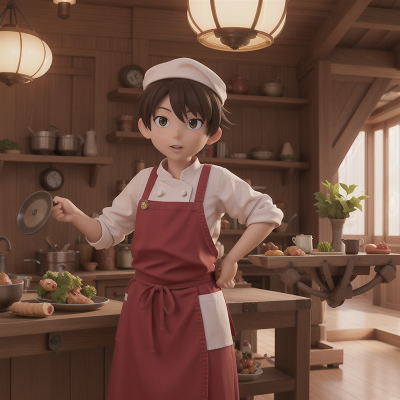 Image For Post Anime, clock, chef, dragon, farm, HD, 4K, AI Generated Art