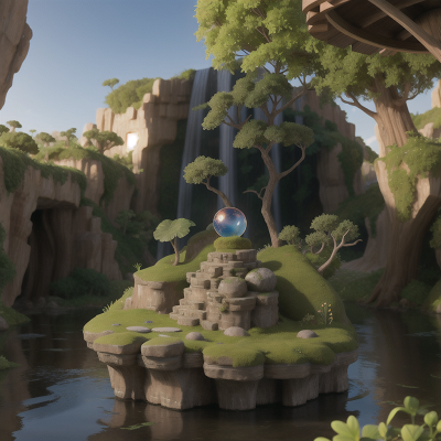Image For Post Anime, swamp, crystal ball, waterfall, desert, knight, HD, 4K, AI Generated Art