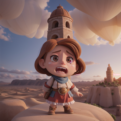 Image For Post Anime, crying, tower, sunrise, dwarf, desert, HD, 4K, AI Generated Art