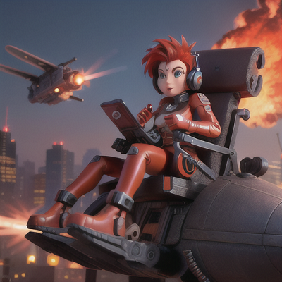 Image For Post Anime Art, Intense mech pilot, fiery red hair styled in a mohawk, at the heart of a high-tech cockpit