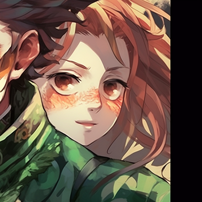 Image For Post | Two characters sharing an intense emerald gaze, soft colors and intricate details. exclusive demon slayer matching pfp collection pfp for discord. - [demon slayer matching pfp, aesthetic matching pfp ideas](https://hero.page/pfp/demon-slayer-matching-pfp-aesthetic-matching-pfp-ideas)