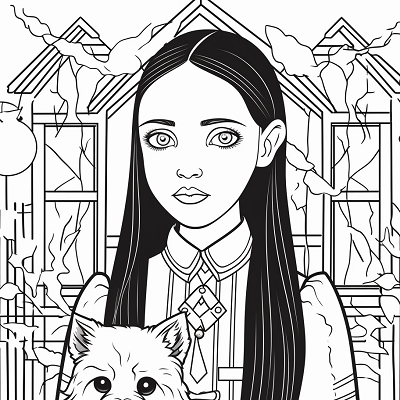Image For Post Artistic Wednesday Addams with Pet - Wallpaper