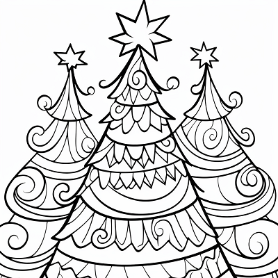 Image For Post Festive Tree with Bell Ornaments - Printable Coloring Page
