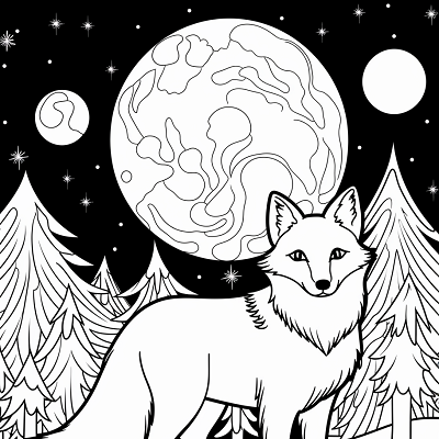 Image For Post | Fanciful illustration of a fox with a crescent moon; detailed celestial patterns with clean lines for animal representation.printable coloring page, black and white, free download - [Fox Coloring Pages ](https://hero.page/coloring/fox-coloring-pages-artistic-printable-and-fun-designs)