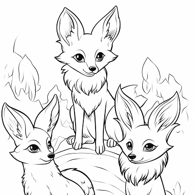 Image For Post | Dynamic composition of Eevee and its evolved forms; clean lines and simple shapes. printable coloring page, black and white, free download - [Eevee Evolutions Coloring Sheet Pokemon Pages, Adult & Kids Fun](https://hero.page/coloring/eevee-evolutions-coloring-sheet-pokemon-pages-adult-and-kids-fun)