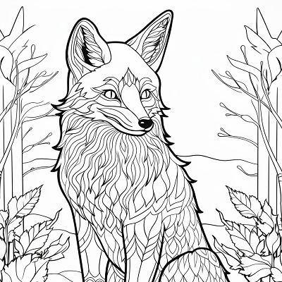 Image For Post | Fox design in an antique style decorated with traditional patterns; intricately carved details.printable coloring page, black and white, free download - [Fox Coloring Pages ](https://hero.page/coloring/fox-coloring-pages-artistic-printable-and-fun-designs)