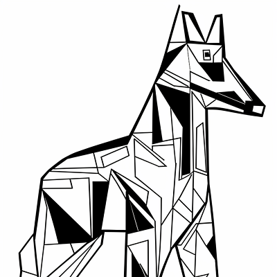 Image For Post Abstract Fox Featuring Geometric Lines - Printable Coloring Page
