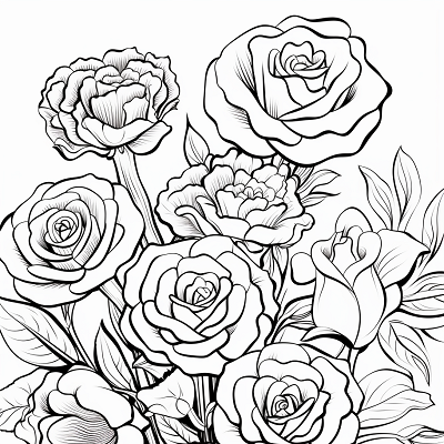 Image For Post | Variety of flowers including roses and tulips; fine details and intricate patterns.printable coloring page, black and white, free download - [Coloring Pages for Girls ](https://hero.page/coloring/coloring-pages-for-girls-printable-art-cute-designs-fun-colors)