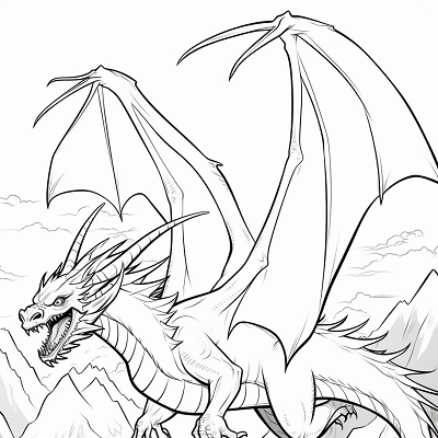 Image For Post Dragon flight Across the Mountains - Printable Coloring Page
