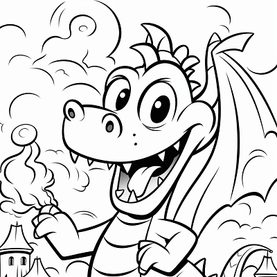 Image For Post Cartoon Dragon Fire Breather - Printable Coloring Page