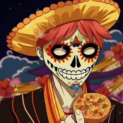 Image For Post | Ichigo Kurosaki from Bleach, adapted into Day of the Dead style with rich and warm colors. mexican anime pfp arts pfp for discord. - [Mexican Anime Pfp Collection](https://hero.page/pfp/mexican-anime-pfp-collection)