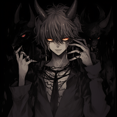 Image For Post | Triptych featuring three boys portrayed with different demonic features, complex detailing and rich dark tones. boys' demonic anime pfp pfp for discord. - [demonic anime pfp](https://hero.page/pfp/demonic-anime-pfp)