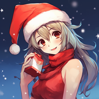 Image For Post Festive Anime Girl with Christmas Lights - anime christmas pfp for girls