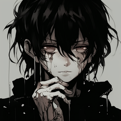Image For Post | Anime character in grayscale, accentuating the somber expression, heavy linework and detailed shading. black and white emo anime pfp - [emo anime pfp Collection](https://hero.page/pfp/emo-anime-pfp-collection)