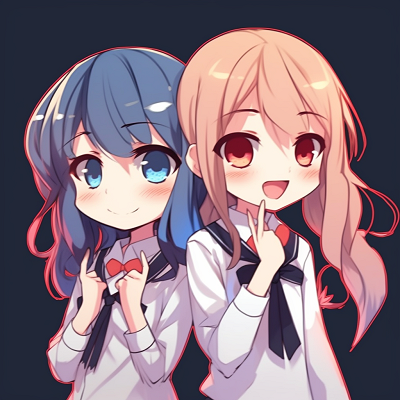 Image For Post | Anime characters in identical school uniforms, with matching cheerful expressions, soft colors. adorable matching anime pfp for best friends - [Matching Anime PFP Best Friends Collection](https://hero.page/pfp/matching-anime-pfp-best-friends-collection)