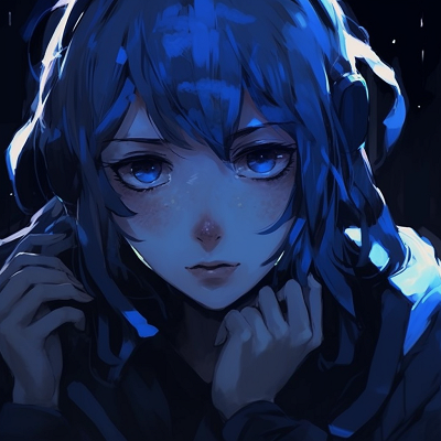 Image For Post | Depicts a character with a piercing dark blue gaze, done in detail-focused art style. dark blue anime pfp - [Blue Anime PFP Designs](https://hero.page/pfp/blue-anime-pfp-designs)