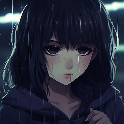 Image For Post | A aesthetic anime profile picture showing a girl in the rain, uses dark colors and water effects. anime aesthetics with sad pfp - [Sad PFP Anime](https://hero.page/pfp/sad-pfp-anime)