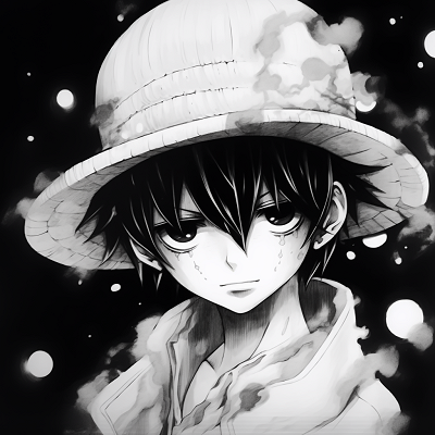Image For Post | Luffy in a unique, dark style with high contrast. top black and white anime pfp - [Black and white anime pfp](https://hero.page/pfp/black-and-white-anime-pfp)