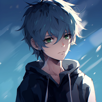 Image For Post | Intense gaze of the blue-haired anime boy, high contrast and intricate linework. anime boy pfp concepts anime pfp - [Anime Boy PFP Art](https://hero.page/pfp/anime-boy-pfp-art)