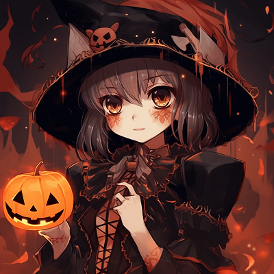 Image For Post | A cute anime girl in a ghost-themed costume, with soft shading and a playful expression. anime girl halloween pfp - [Anime Halloween PFP Collections](https://hero.page/pfp/anime-halloween-pfp-collections)