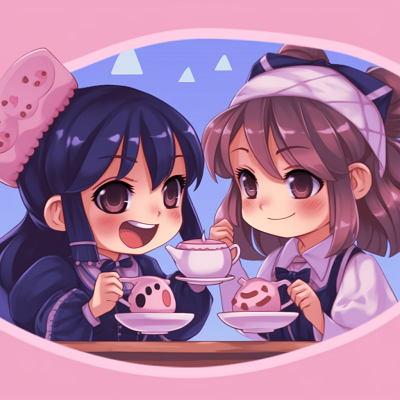Image For Post | Anime portrayal of two friends on a day out, emphasis on costume details and surroundings. cute concept matching pfp in anime for friends - [matching pfp for 2 friends anime](https://hero.page/pfp/matching-pfp-for-2-friends-anime)