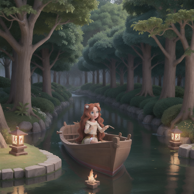 Image For Post Anime, romance, chimera, maze, enchanted forest, boat, HD, 4K, AI Generated Art