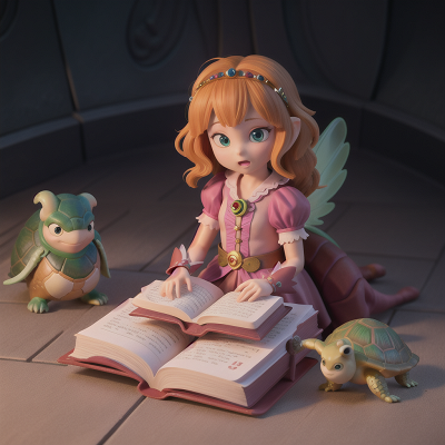 Image For Post Anime, spell book, fairy, princess, alien, turtle, HD, 4K, AI Generated Art