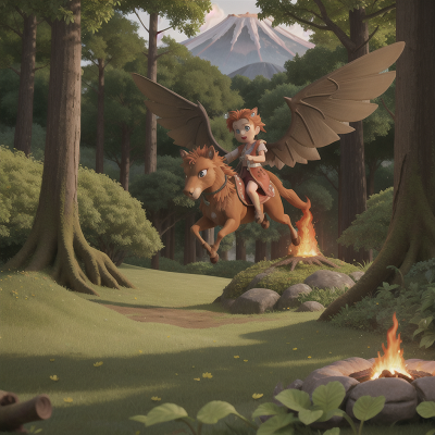 Image For Post Anime, forest, griffin, joy, volcano, demon, HD, 4K, AI Generated Art