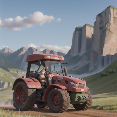 Image For Post Anime, surprise, tractor, mountains, fox, wind, HD, 4K, AI Generated Art