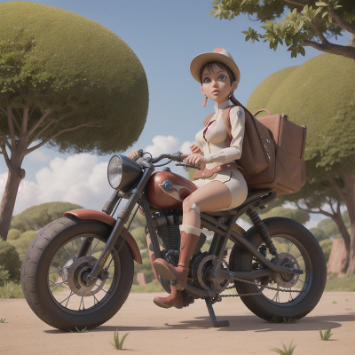 Image For Post Anime, cyborg, bicycle, helicopter, wild west town, park, HD, 4K, AI Generated Art