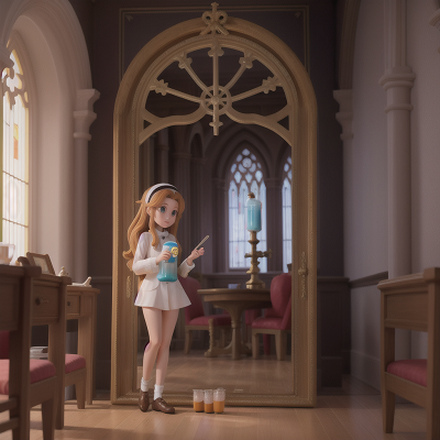 Image For Post Anime, cathedral, enchanted mirror, scientist, harp, bubble tea, HD, 4K, AI Generated Art
