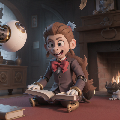 Image For Post Anime, monkey, robotic pet, haunted mansion, book, werewolf, HD, 4K, AI Generated Art