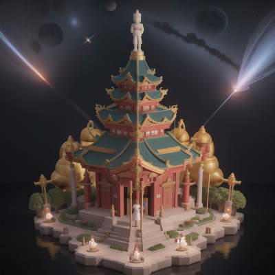 Image For Post Anime, singing, temple, statue, space station, magic wand, HD, 4K, AI Generated Art