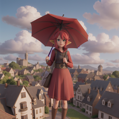Image For Post Anime, umbrella, dragon, farmer, success, city, HD, 4K, AI Generated Art