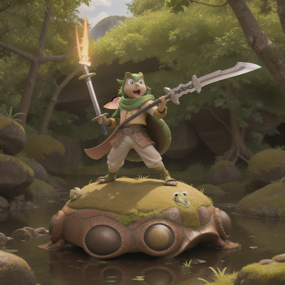 Image For Post Anime, turtle, sword, swamp, owl, lava, HD, 4K, AI Generated Art