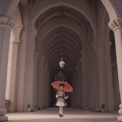Image For Post Anime, umbrella, cathedral, flying carpet, sword, bus, HD, 4K, AI Generated Art