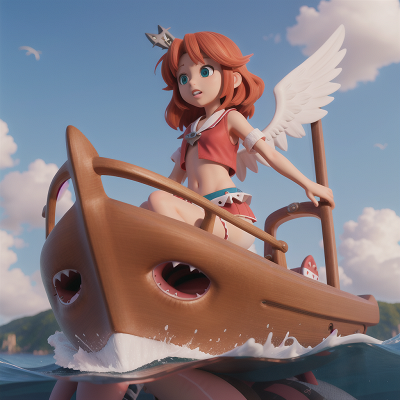Image For Post Anime, confusion, boat, shark, rainbow, angel, HD, 4K, AI Generated Art